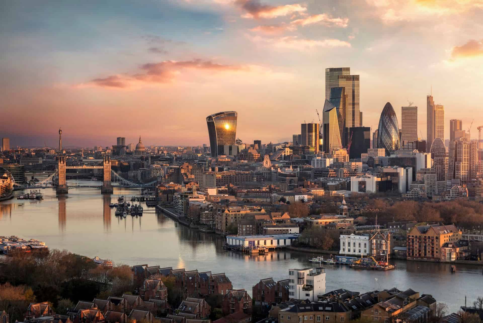 vue londres coucher de soleil